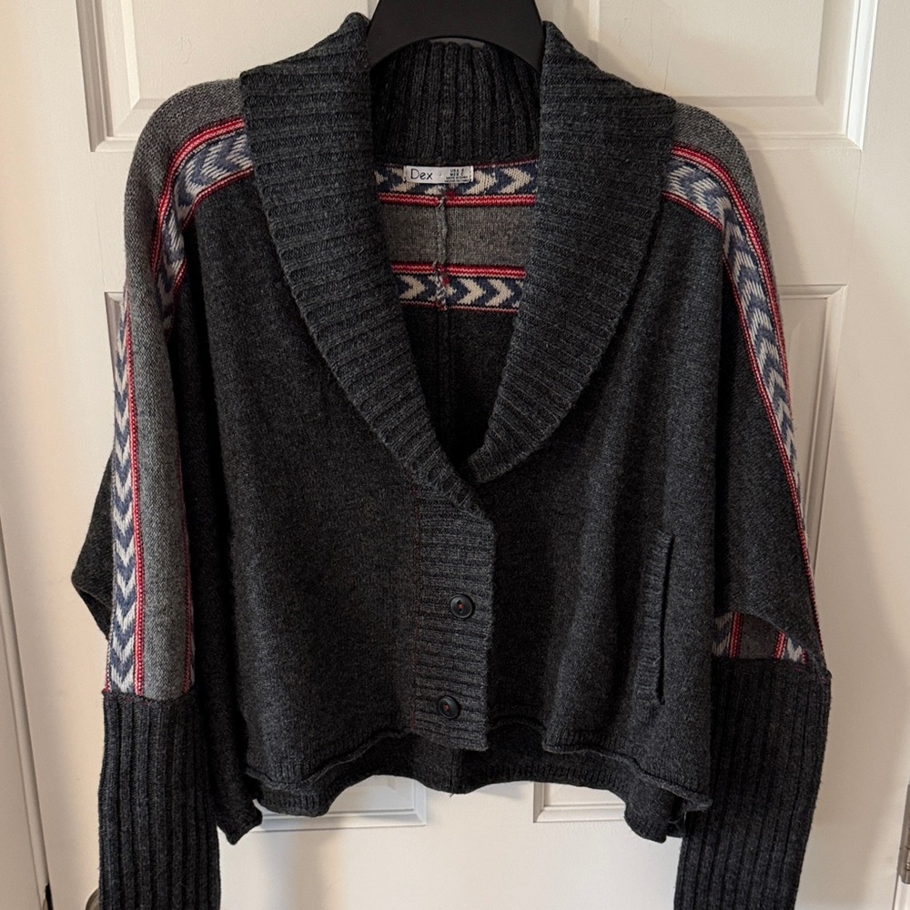 Dex Oversized Cropped Dolman Sleeve Shawl Collar Cardigan Southwestern Small NEW